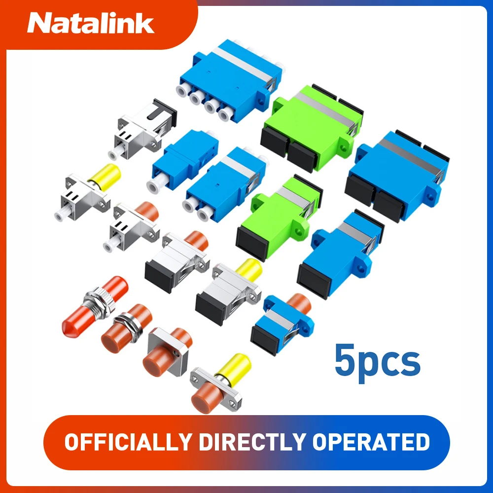 Natalink 5pcs Fiber Optic Couplers for SC ST LC Simplex Duplex Cables for Multi-Mode Single-Mode Patch Cords Optical Adapter