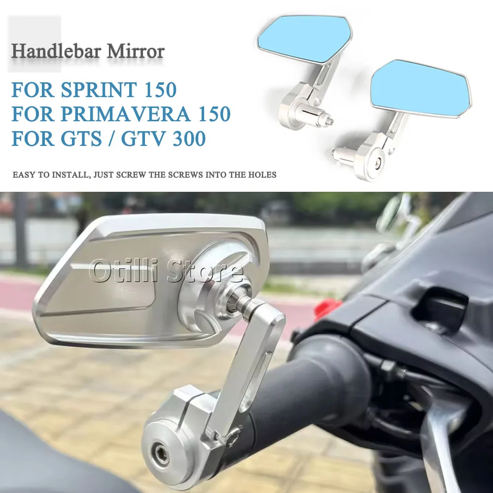 

Motorcycle CNC Handlebar Bar End Rear View Mirrors Balance Slider Grip Plug For Vespa GTV GTS 300 Super Sprint Primavera 150