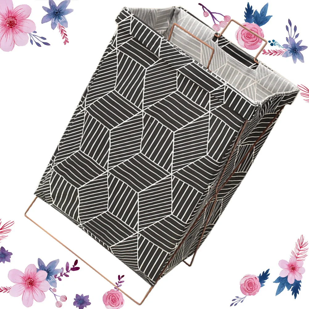 

Cloth Laundry Basket Large Capacity Foldable Storage Bucket For Bedroom Bathroom Dormitory Nursery Black White Grid