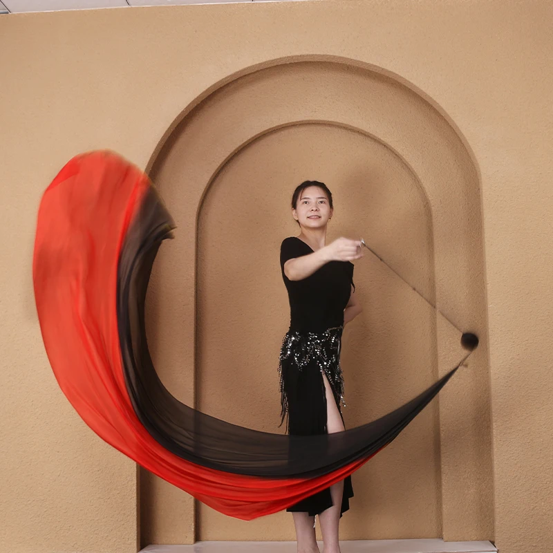 Dance Silk Veil Poi Elegant Silk Veil Scarf Poi Ball Streamer Elegant Belly Dance Poi Streamer Gradual Colors Silk Scarf Veil