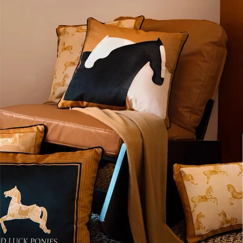 Almofadas de cavalo marrom luxo veludo capa de almofada moderna 45x45 50x50 capa de almofada decorativa para sofá cadeira decorações para casa