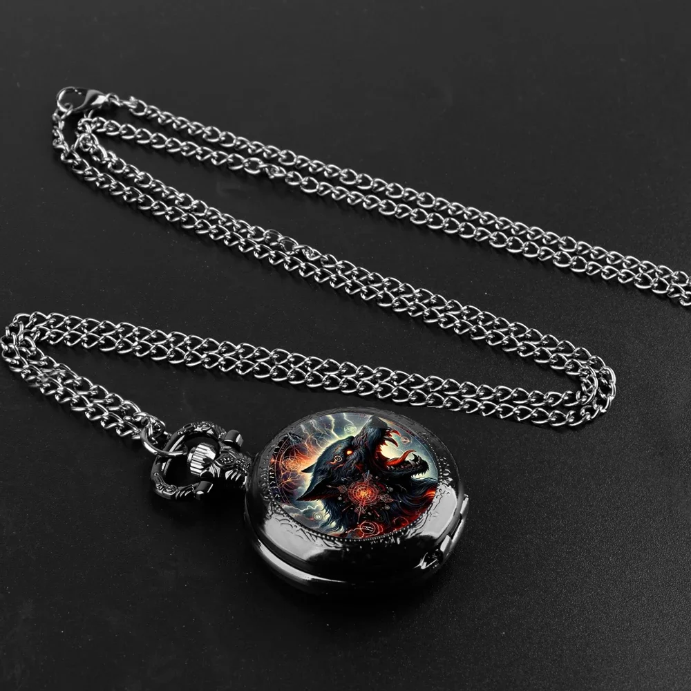 كول الذئب تصميم ساعة جيب كوارتز قلادة ساعة سلسلة قلادة النساء الرجال ساعة جيب الاطفال مجوهرات هدايا reloj دي bolsillo #4