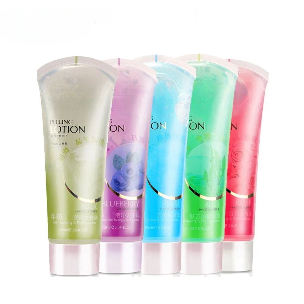 120ml*5pcs Facial Exfoliating Gel Face Scrub Body Exfoliator Peeling Deep Clean Whitening Moist Peeling Lotion