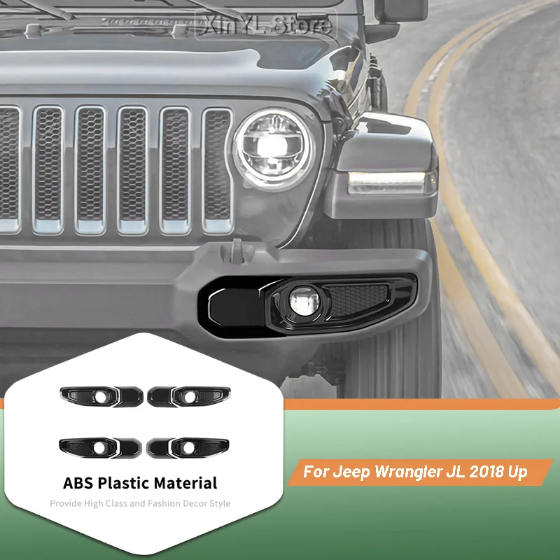 Car Front Bumper Fog Light Lamp Decoration Cover Stickers for Jeep Wrangler JL for Gladiator JT 2018 Up Exterior Accessories