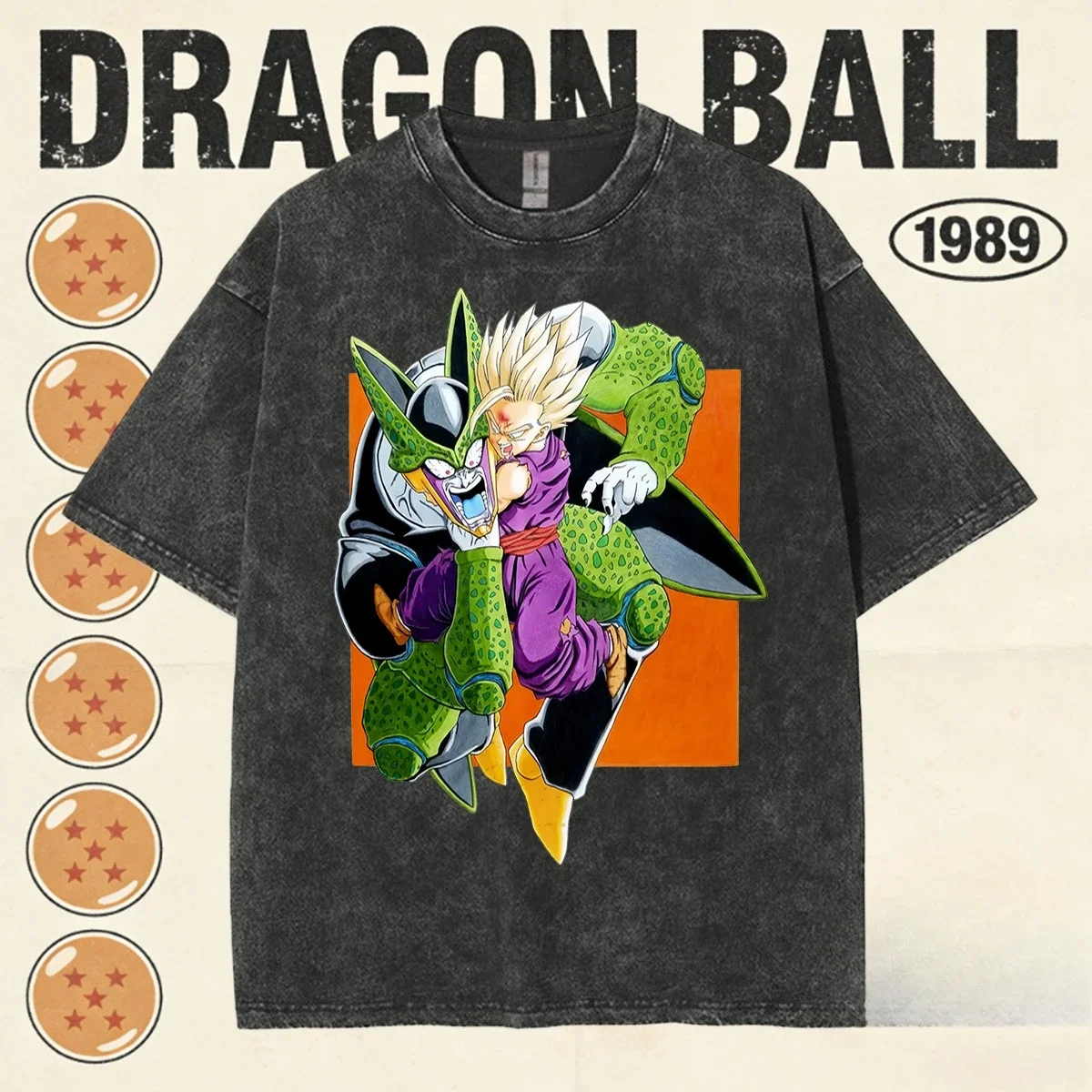 Camiseta Vintage DBZ 2026 para Hombre, Lavada, de Algodón, con Estampado de Gohan Vs Cell, para Gimnasio y Fisicoculturismo, Ropa Urbana de Verano de Alta Calidad