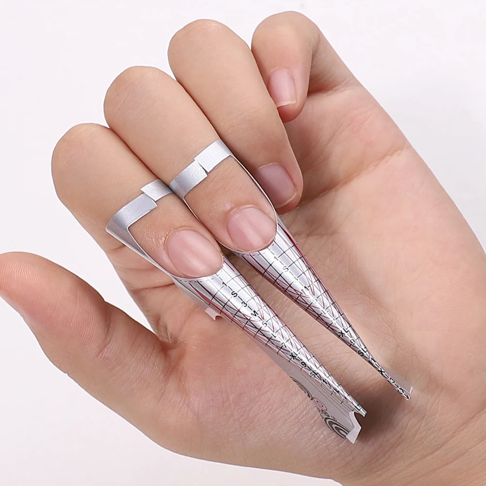 100 unids/lote puntas de formas de uñas francesas extensión de pegatinas de uñas acrílico UV Gel curva herramientas de arte de uñas postizas formas guía DIY juego de manicura