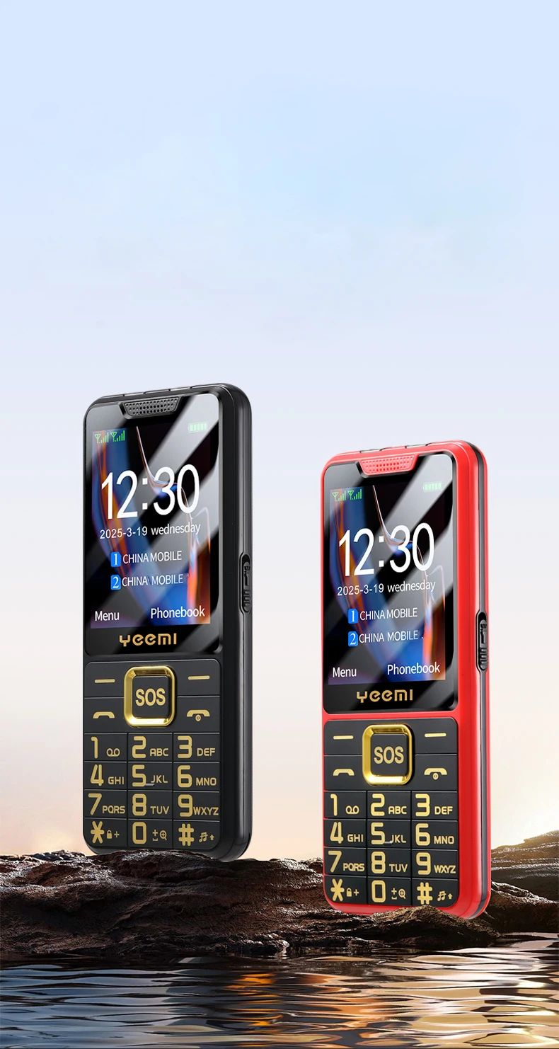 YEEMI K3 Super Thin Mobile Phone 2.4inch HD Screen GSM 2G Dual SIM Card Long Standby Flashlight Camera Type-C Button Phone