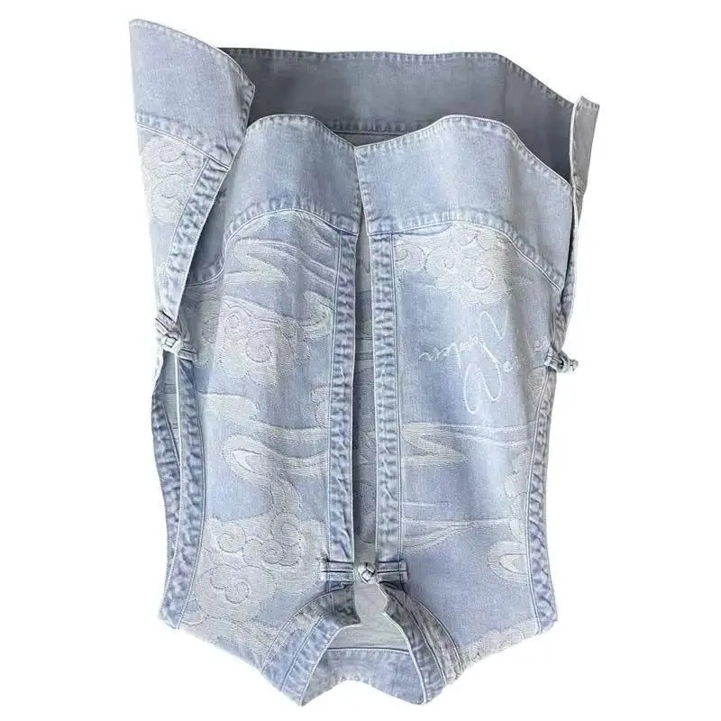 Fashion Chinese Denim Vest Infrared Loose Summer Large Size Thin Outer Wear Vest Jacket New Reduce Age and Look Thin Temperament