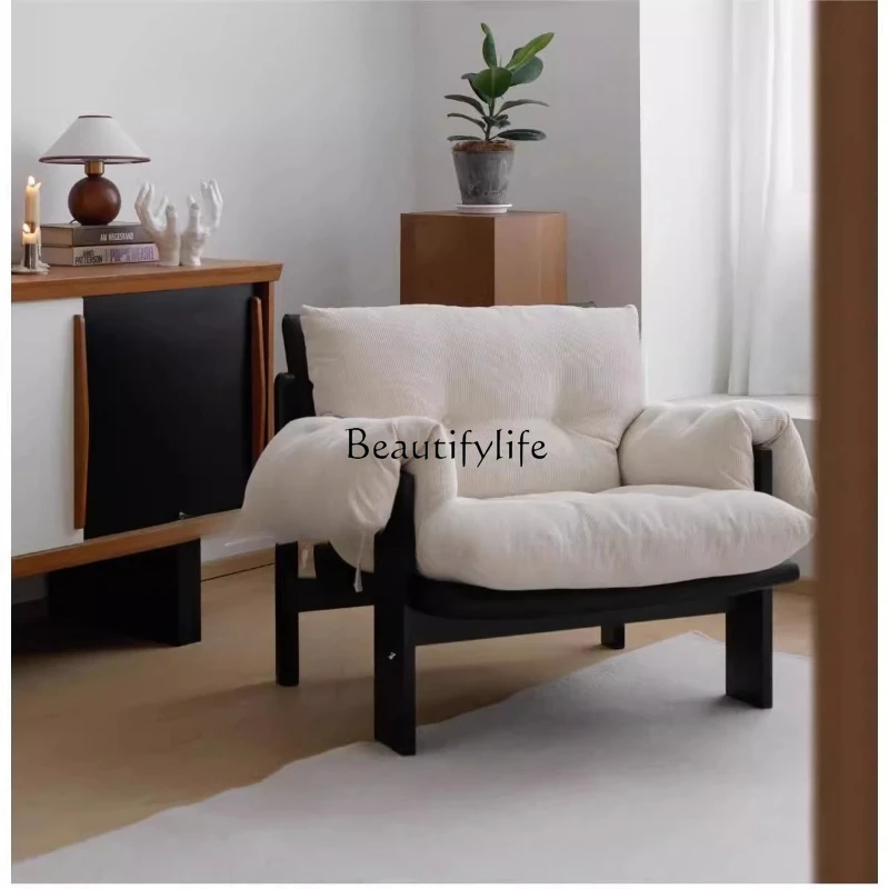 

Nordic retro thick breast leisure chair simple wabi single sofa armchair