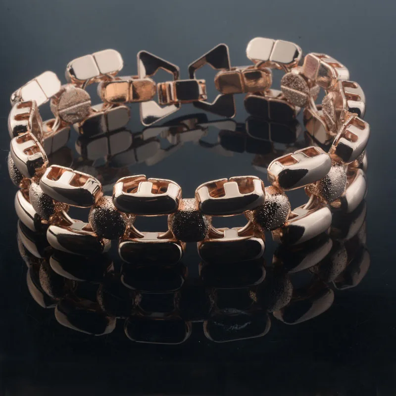 9 Style New Women Girls 585 Rose Gold Color Carving Wide Bracelets Toggle Lock Hot Jewelry(No Box)