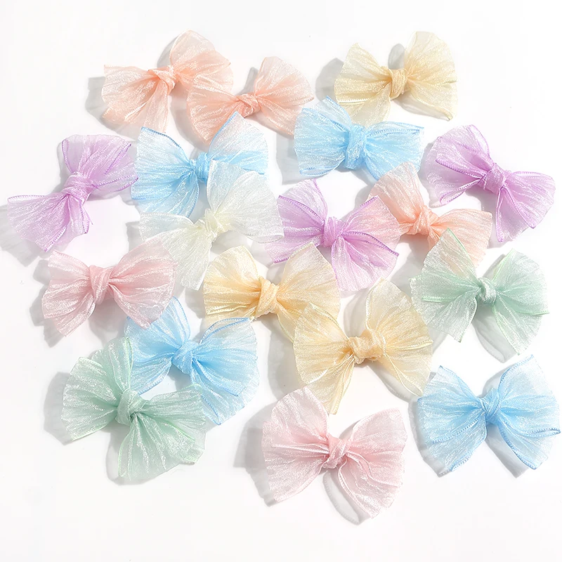 10Pcs Chiffon Ribbon Bow DIY Bride Hair Clothing Ornament 6.5CM Bow Decor Party Supplies Wedding Christmas Craft Gift Decoration view 3