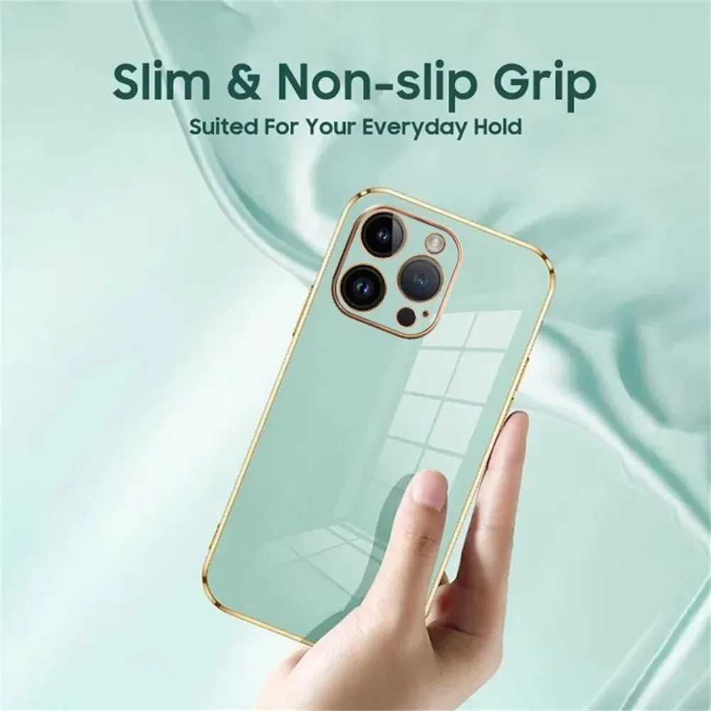 Plated Soft Phone Case For iPhone 17 Air 16 E 15 14 13 12 11 Pro Max Plus Mini Shockproof Silicone Lens Protect Wristband Cover