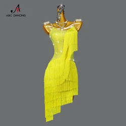 2024 Latin Dance Fringe Dress Professional Competition Skirt Sexy Ball Wear Girls Outdoor Clothes Line Suit Kids Prom Customized