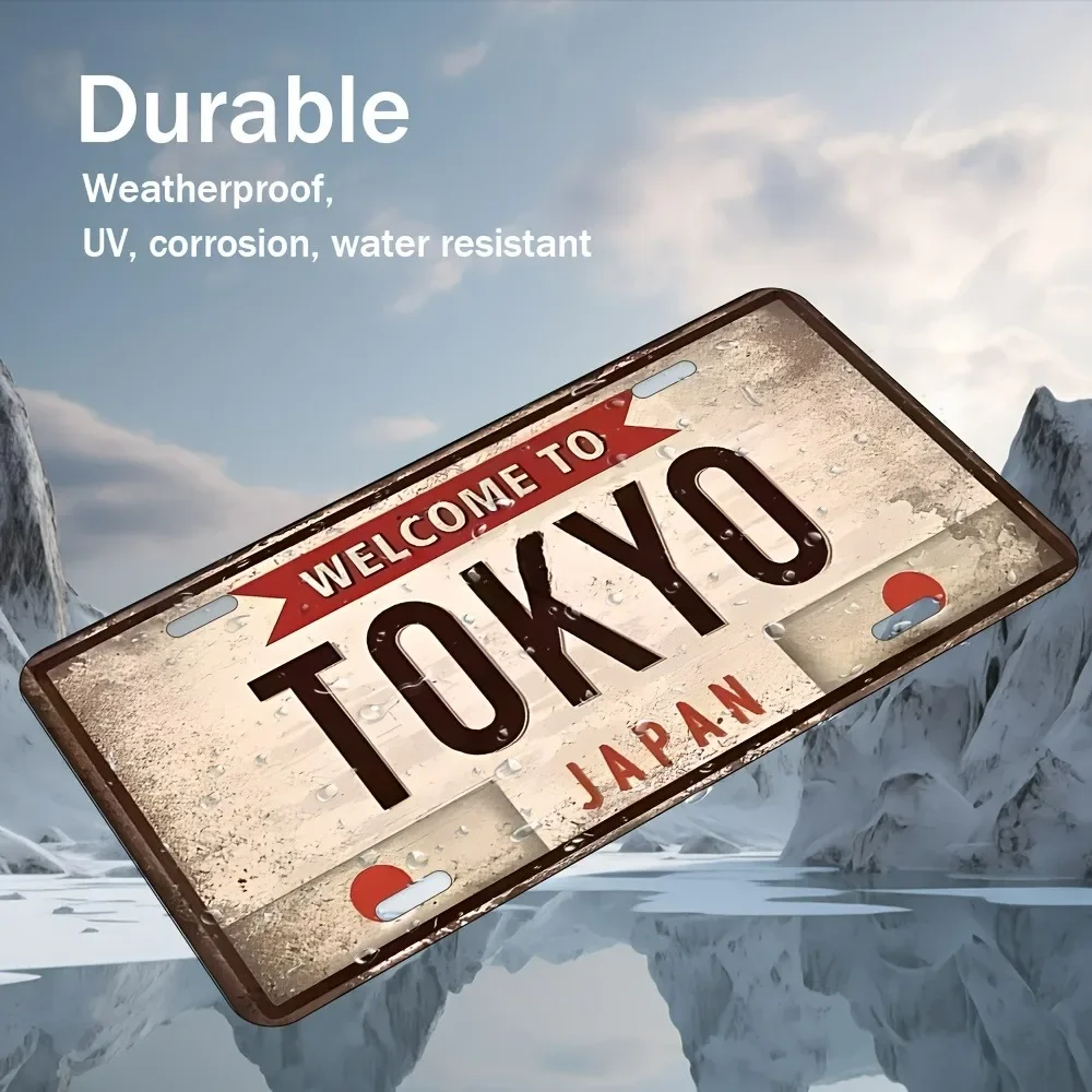 [Vintage License Plate] Country License Plate 12 X 6inch Vintage Tokyo Japan Wall Decor | Aluminum Panel, Two-Dimensional Flat Design, Perfect.