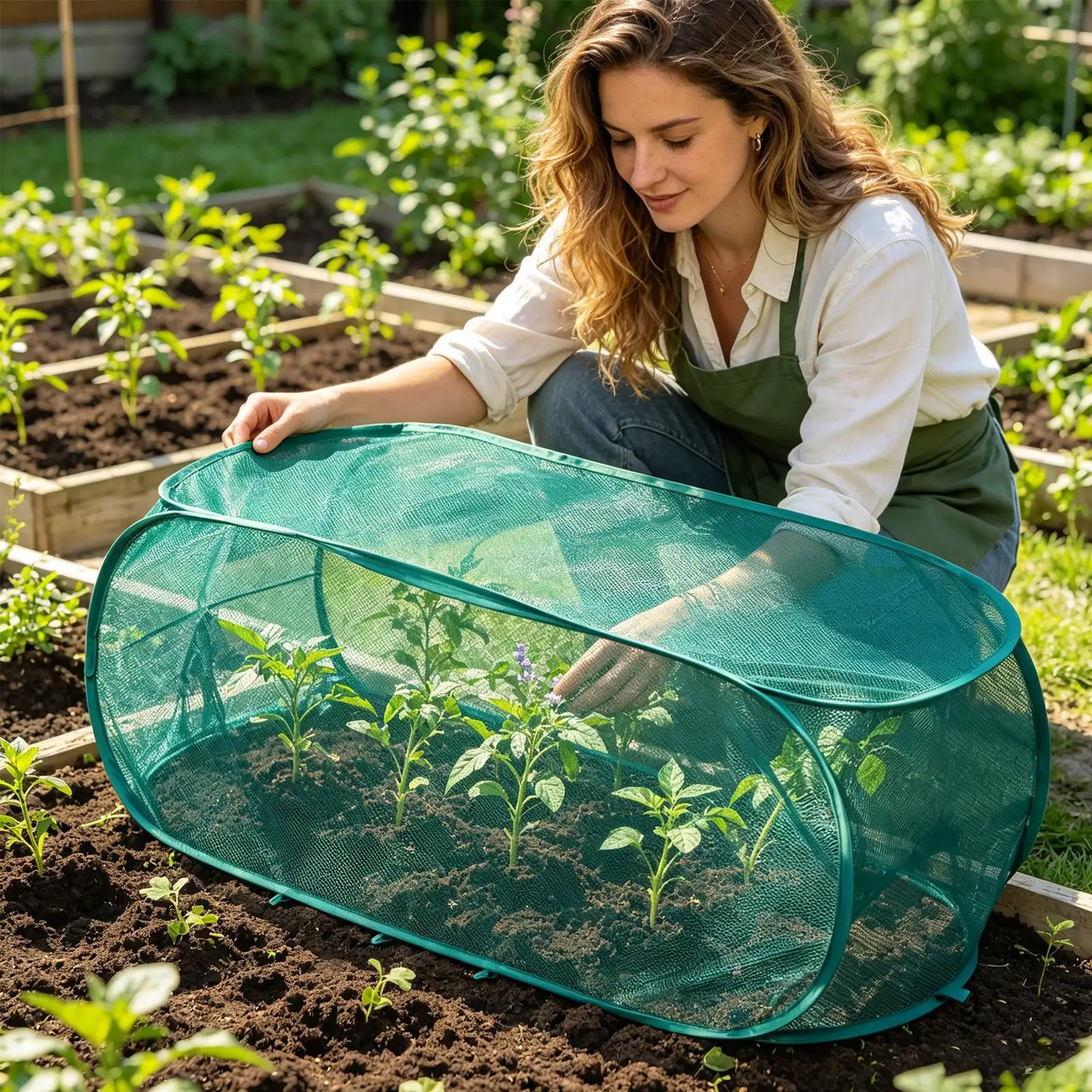 Garden planting Covers 2 Pieces Pop-Up Mesh Foldable Plant Protection Mesh plant protector For Indoor Outdoor Vegetables