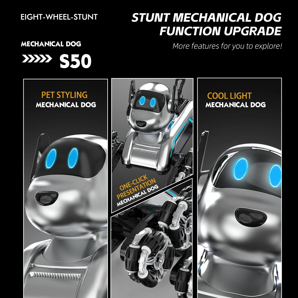 Gesture Sensing Pet Intelligent Transforming Robot Dog Toy Remote Control Car with 8 for Kids Adventure Play