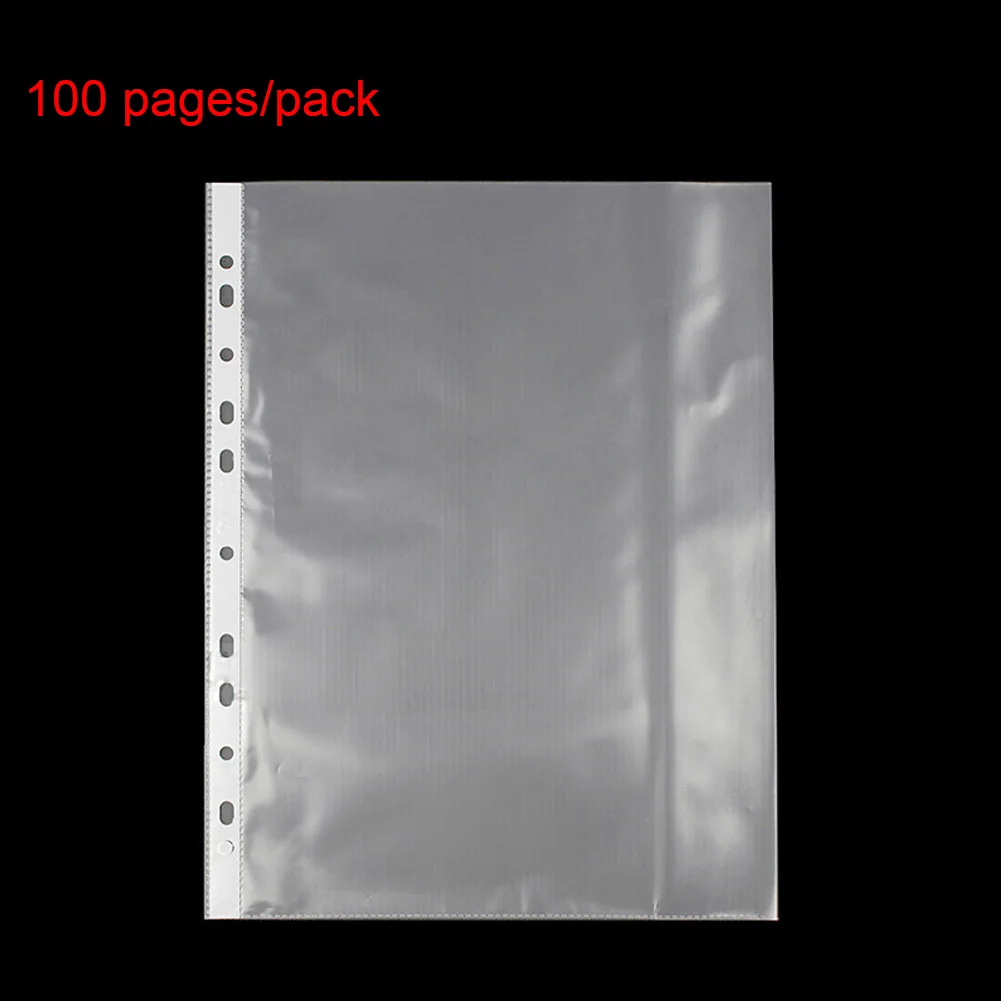 100 Pagina 'S/Pak Document Zak Multifunctionele Transparante Bestand Houder Doorzichtige Pp Sheet Protectors 11-Holes A4 Losbladige Vijl Pouch