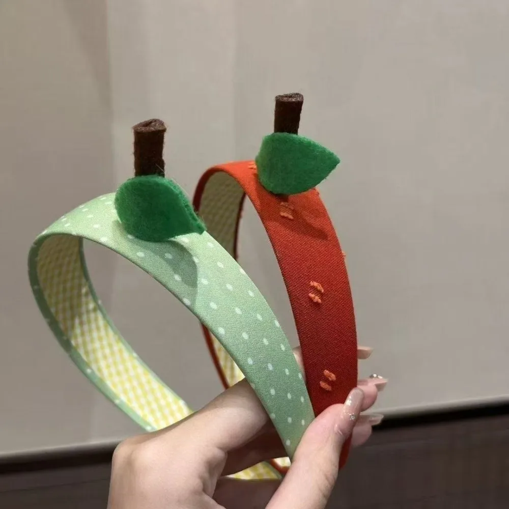 New Y2K 3D Fruit Headband Polka Dot Pattern Sweet Style Apple Headband Embroidery Detail Wide Fruit Hairbands Birthday Parties