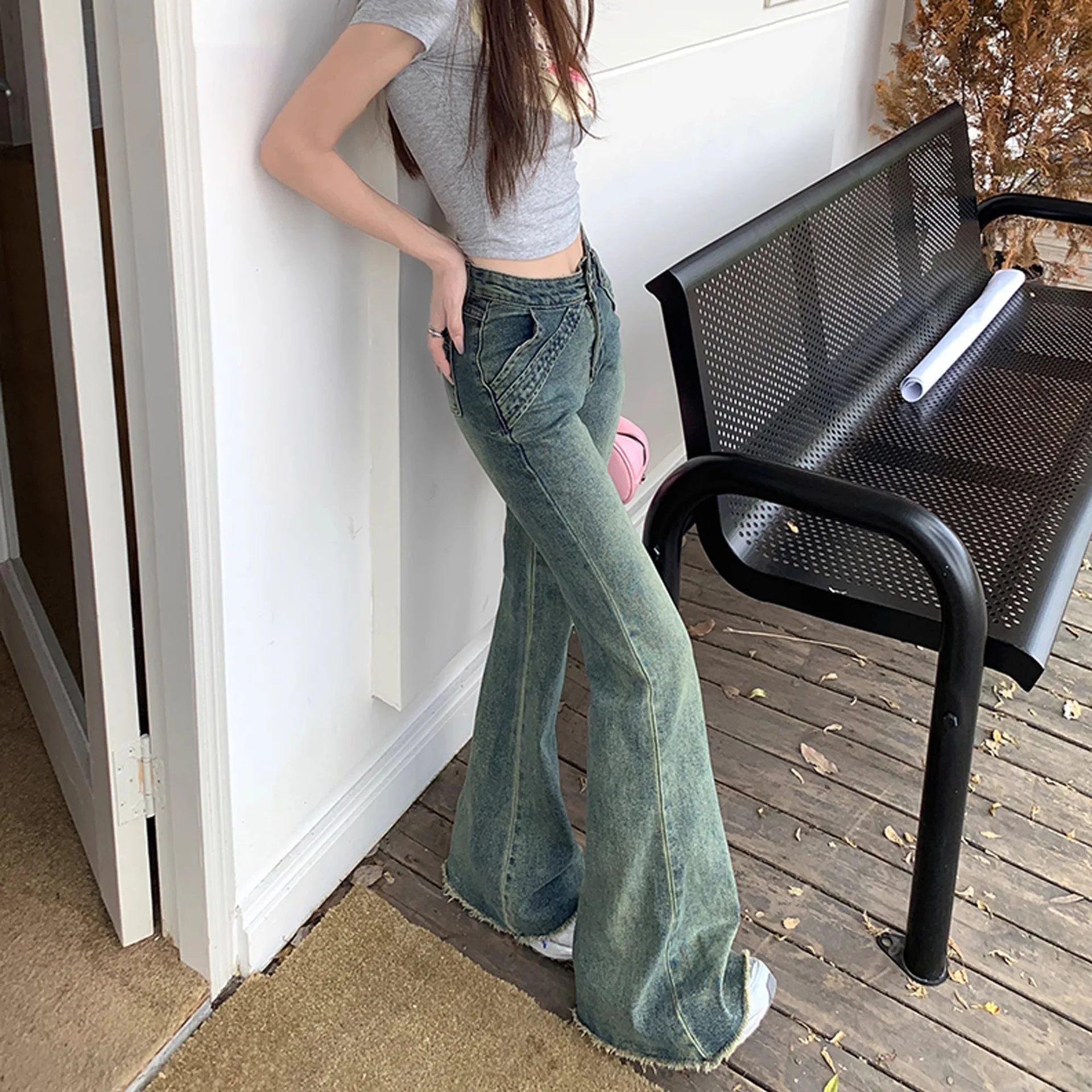 

Jeans Y2K Womens Jeans Emo Clothes Dark Academia Preppy School Look Student Casual Simple Necessary Everyday Basic Denim Female