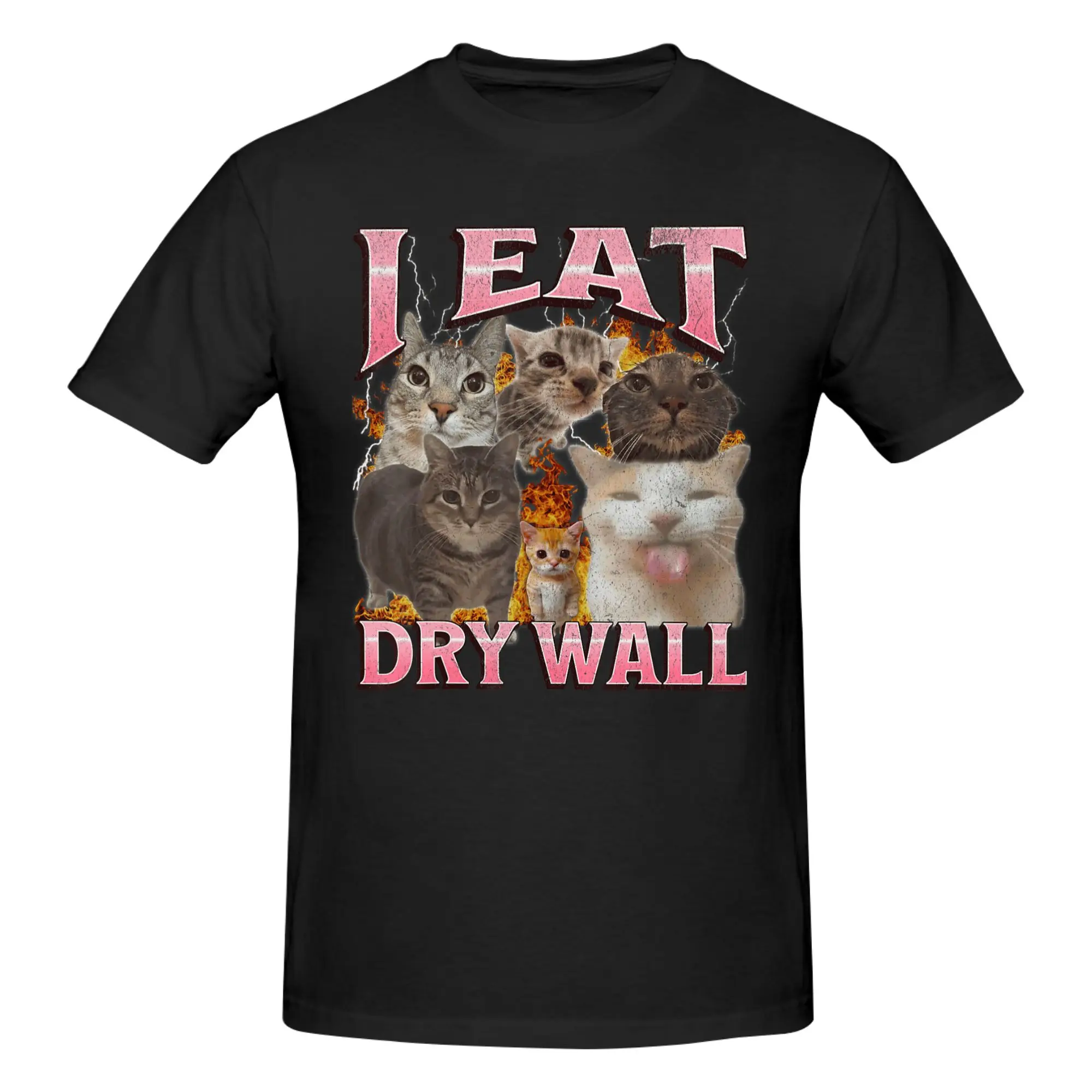 1 Piece Cute Cat I Eat Funny Graphic 100% Cotton T-Shirt C-Cement Tees Tops For Men