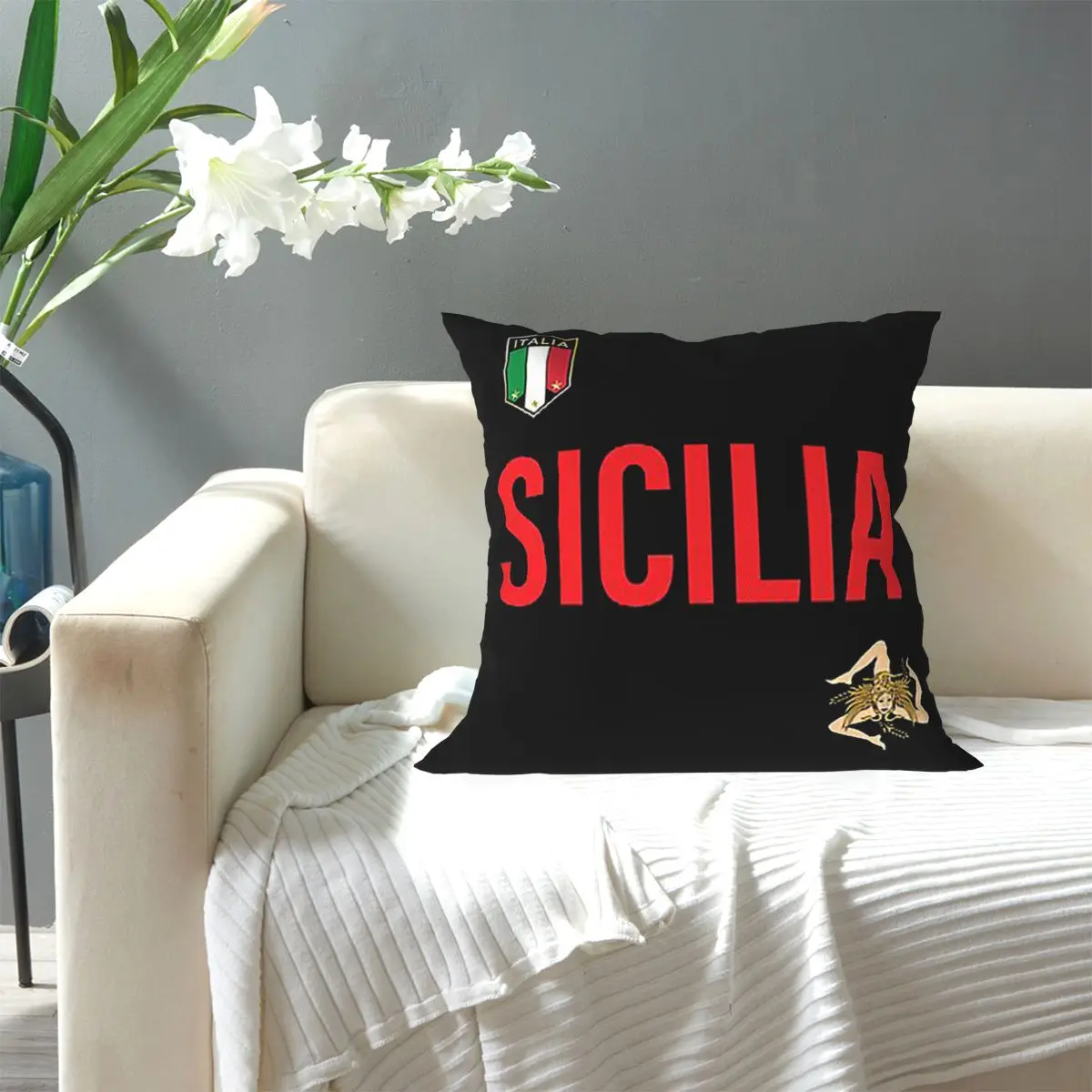 Sicily Jersey Square Pillowcase Pillow Cover Cushion Zip Decorative Comfort Throw Pillow for Home Bedroom