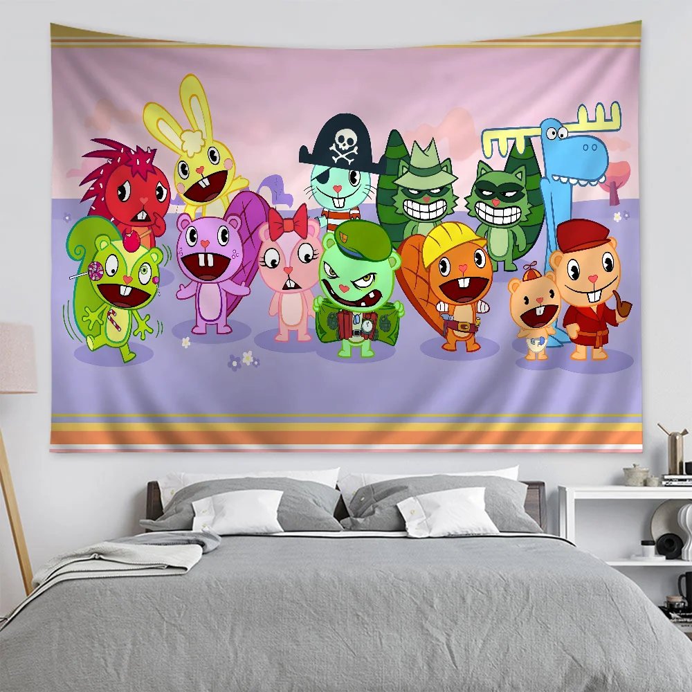 Happy Tree Friends Cartoon Tapestry Home Decoration hippie bohemian decoration divination Home Decor