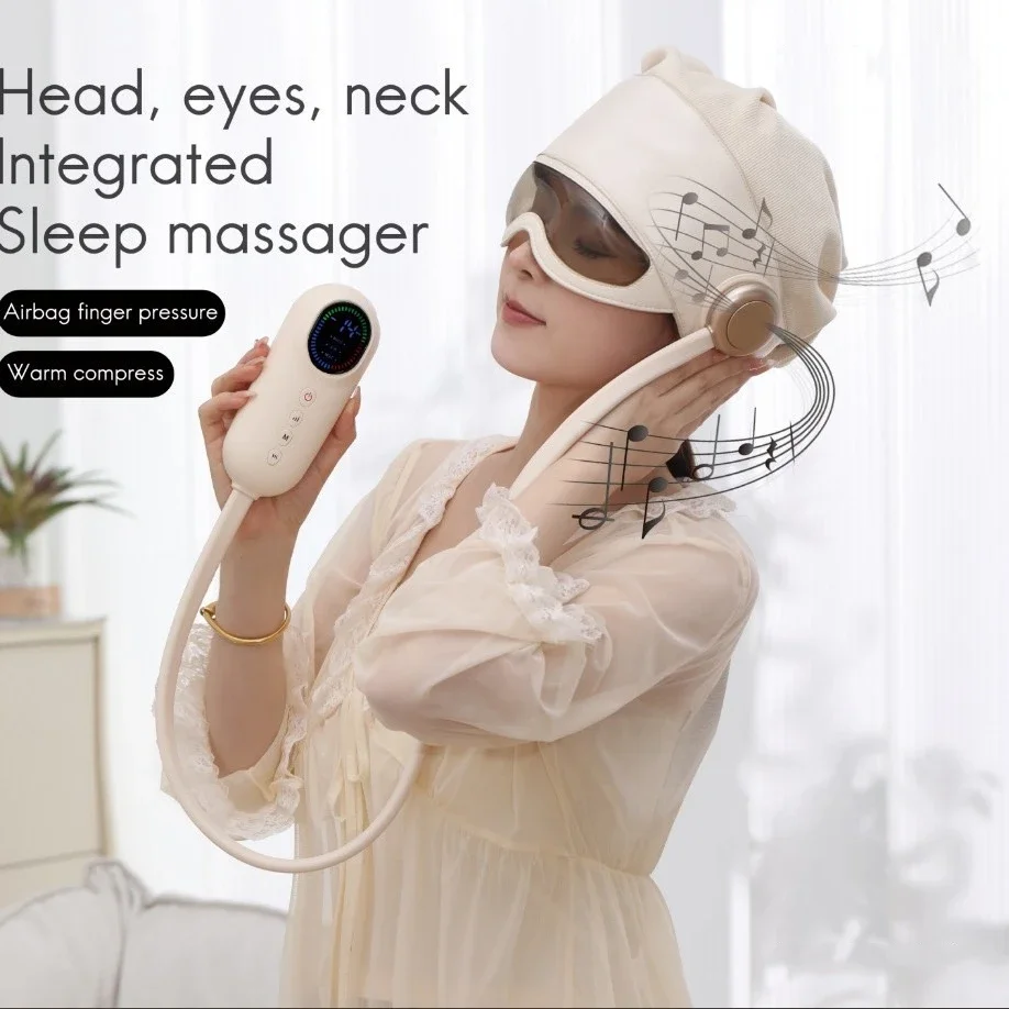 

Factory Custom Warm Compress Bluetooth Electric Head Air Massage Health Care Full Head and Eye Massager