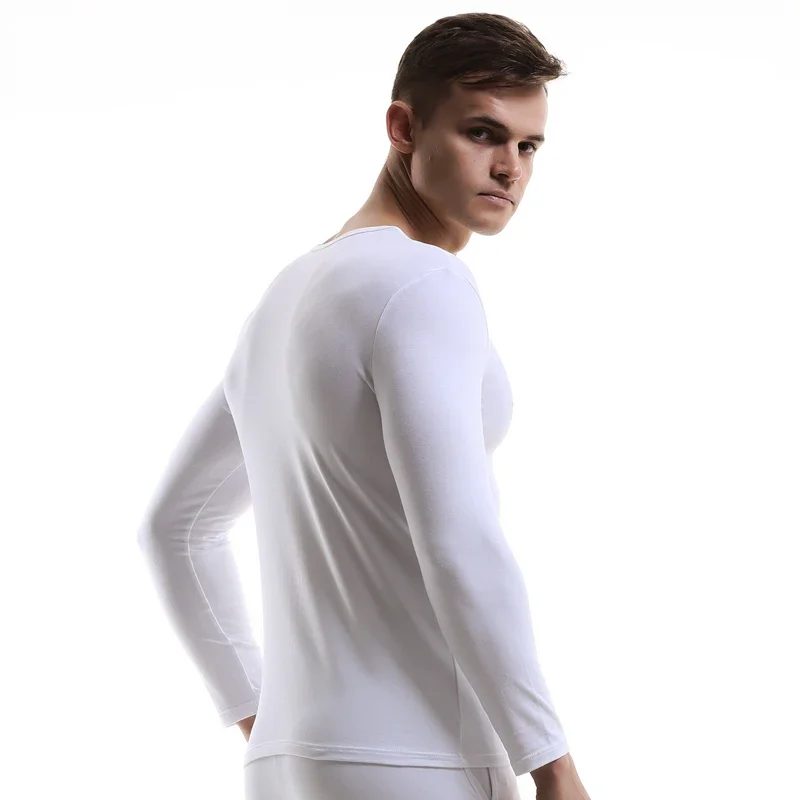 Top de pijama ligero para hombre: algodón puro, manga larga holgada, ropa de descanso informal para otoño/invierno