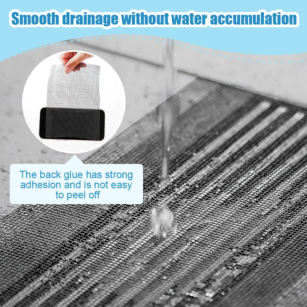 Pegatinas de drenaje de suelo de 5/10 metros, filtro de pelo antibloqueo para fregadero, tapón de drenaje de ducha de bañera desechable, cubierta de red, Topper de fregadero
