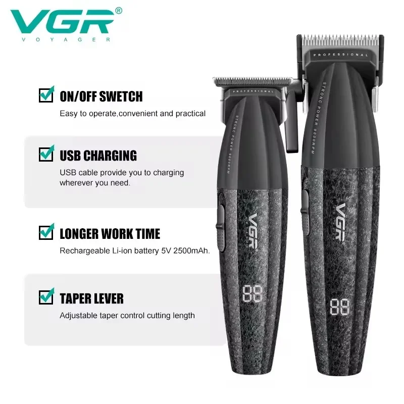 VGR Hair Trimmer Professional Cordless Trimmer Electric Metal Clipper 9000 RPM Hair Cutting Machine Hair Trimmer for Men V-640