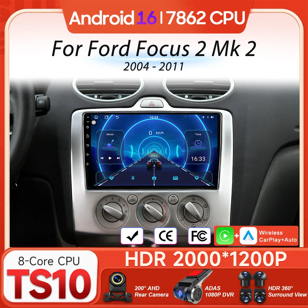 

Мультимедийный проигрыватель Android 16 для Ford Focus 2 Mk 2 2004-2011 с Carplay, Auto, Wi-Fi, GPS-навигацией, 2DIN