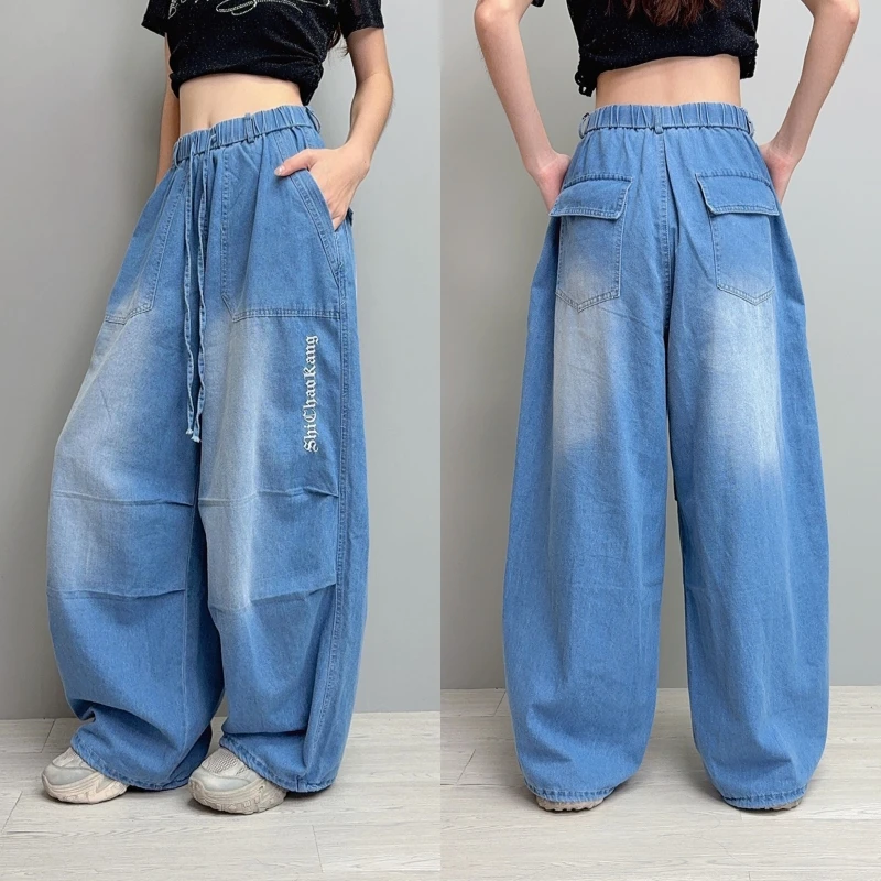 summer-thin-american-embroidery-loose-jazz-dance-drawstring-wide-leg-casual-jeans-dancing-pants-dancewear-high-waist-long-pants