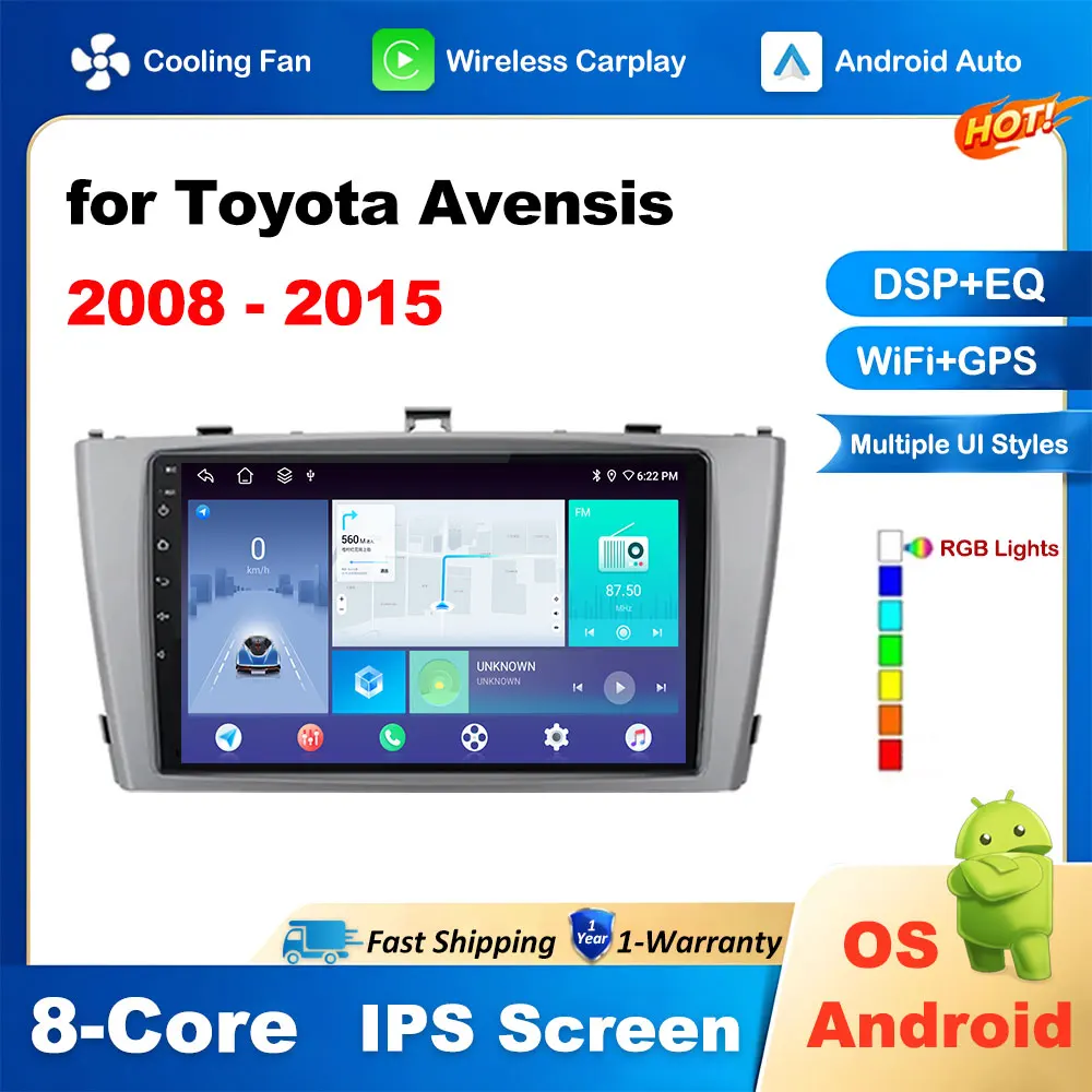 

Wireless Carplay Android Smart System for Toyota Avensis 2008 2009 2010 - 2015 Car Multimedia Video Audio Player Touch Screen BT