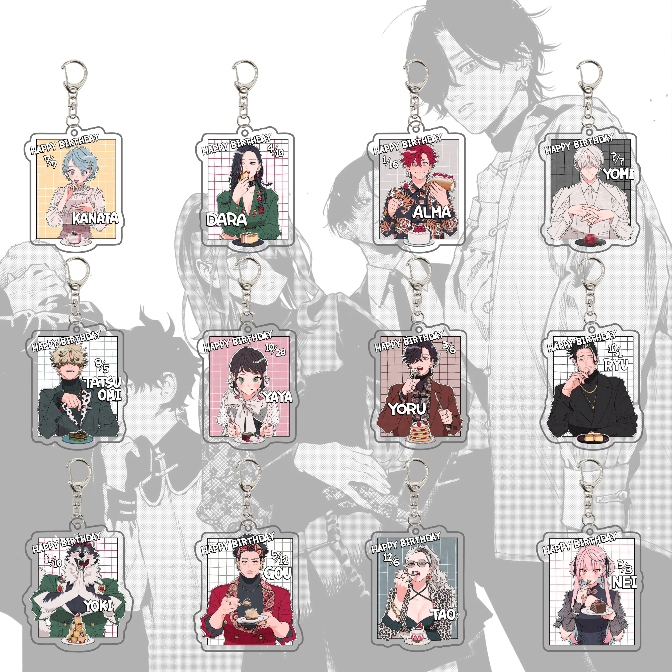 

Anime Gokurakugai 6 cm acrylic backpack keychain character Aruma Tao Saotome Nei Takarai Tatsuomi Ban decoration cute gift