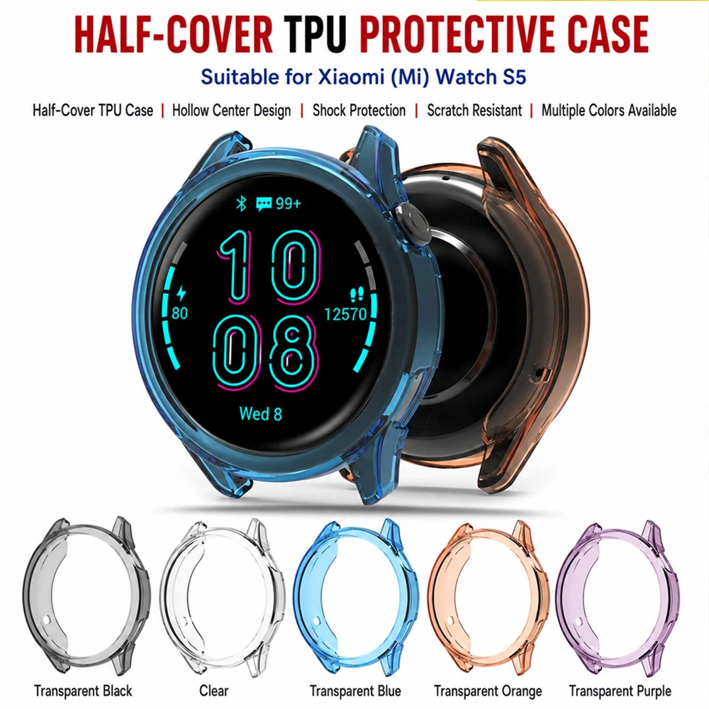 For Xiaomi Watch S5 Case Cover Soft TPU Anti-Scratch Protective Shell Frame Bumper For Mi Watch S5 Protector Watch Accessories