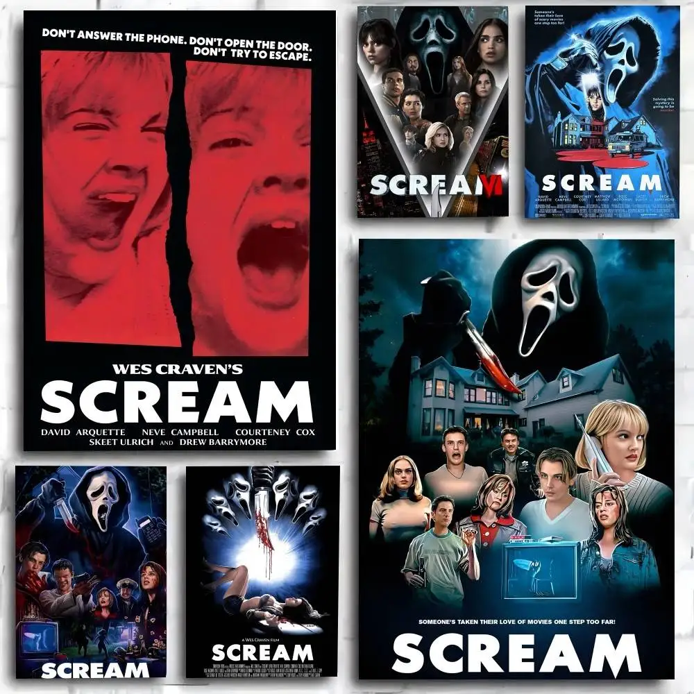 الكلاسيكية الرعب فيلم الإثارة S-ScreaM المشارك ذاتية اللصق الفن ورق مقاوم للماء ملصق مقهى بار غرفة جدار ديكور