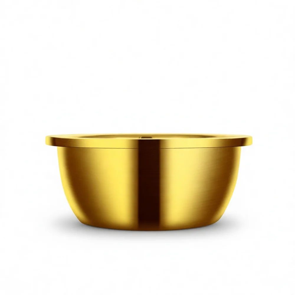 Thick Stainless Steel Gold Basin Kitchen Serving Bowl Versatile Pet Food Container Durable Dog Feeding Bowl Metal Tableware