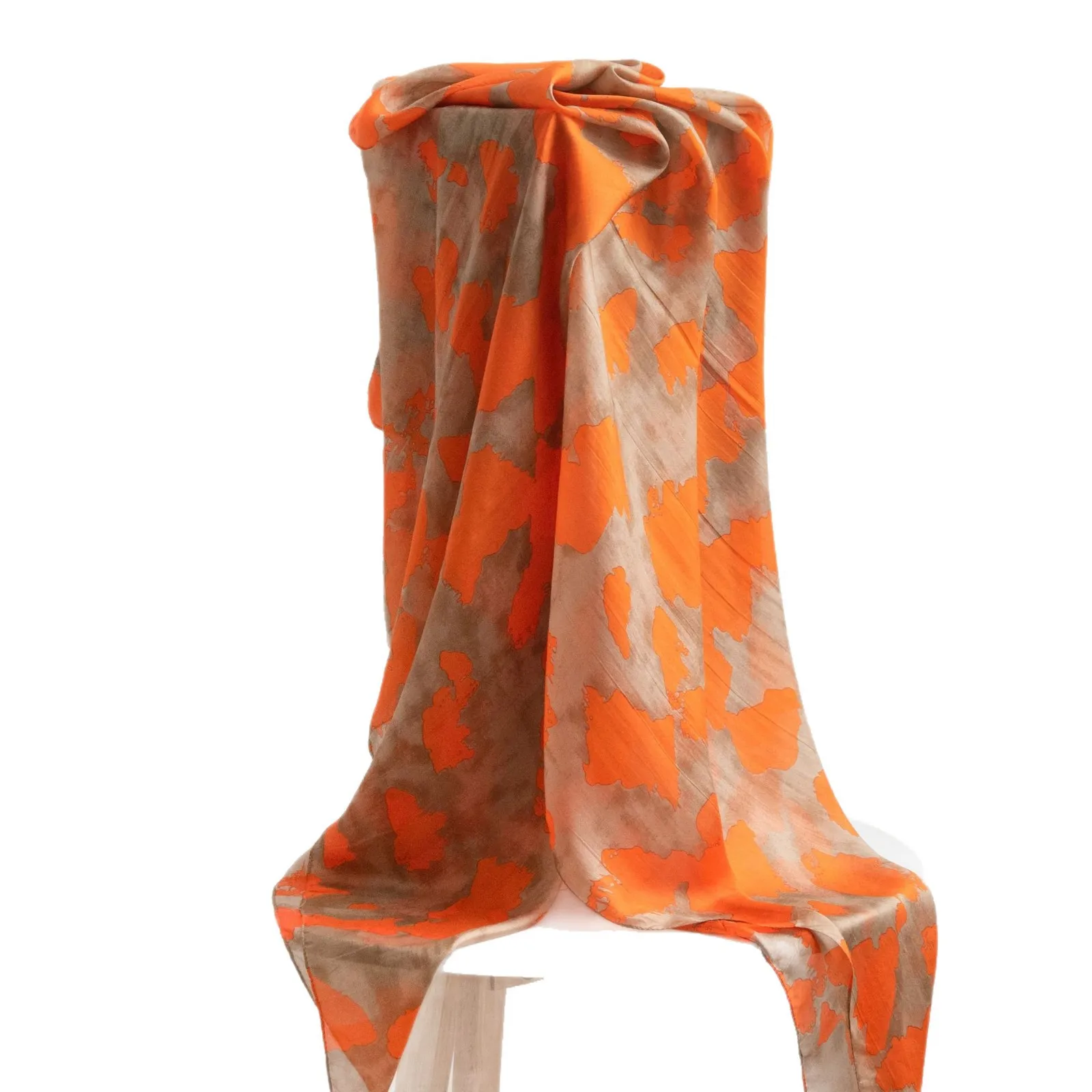 New scarf long strip high-end mulberry silk printed scarf orange fashion versatile large shawl windproof