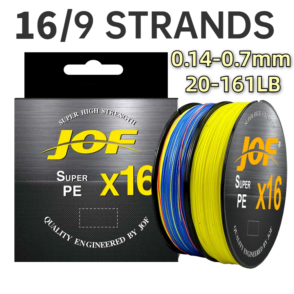 JOF X16/9 Strong PE Braided Fishing Line 300M Multifilament MultiColor Saltwater Weave Cord 0.14-0.7mm Big Game 20-161lb Pesca