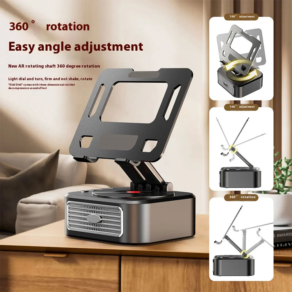 

360° Rotation Foldable Desk Tablet Stand Holder Table Smartphone Mount with Wireless Bluetooth Speaker Stereo USB Sound Box