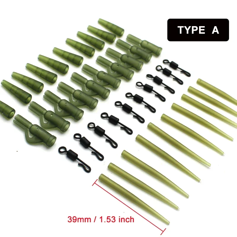 40pcs Carp Fishing Anti Tangle Sleeves Connect Fishing Hook Rubber Tip Tube Positioner Terminal Tackles Carpfishing Material