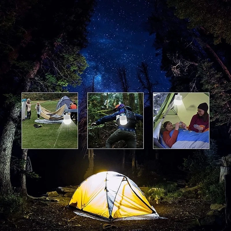 Żarówka akumulatorowa USB LED na zewnątrz światło awaryjne Camping wędkowanie BBQ przenośny wiszące światło nocne regulowany na wielu biegach