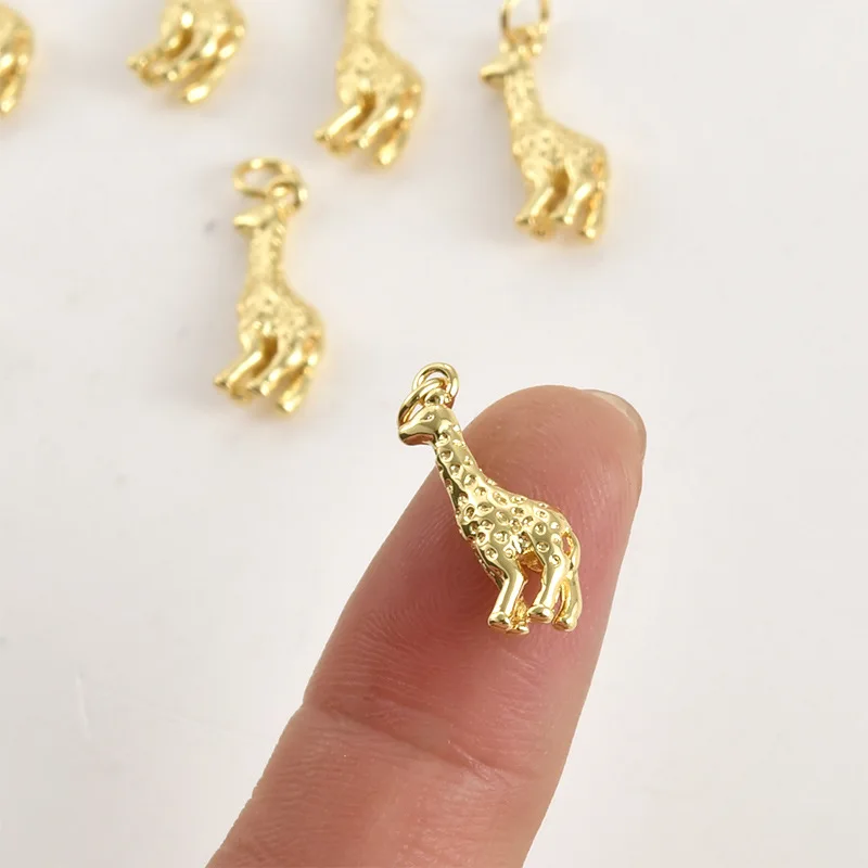 Copper-plated 14k Gold Color Three-dimensional Giraffe Pendant DIY Handmade Bracelet Necklace Earrings Accessories Material