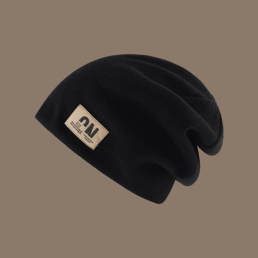

Harajuku Thickened Fleece Knit Beanies Coldproof Korean Style Letter Pullover Hats High Quality Baggy Plush Beanies Hats Female