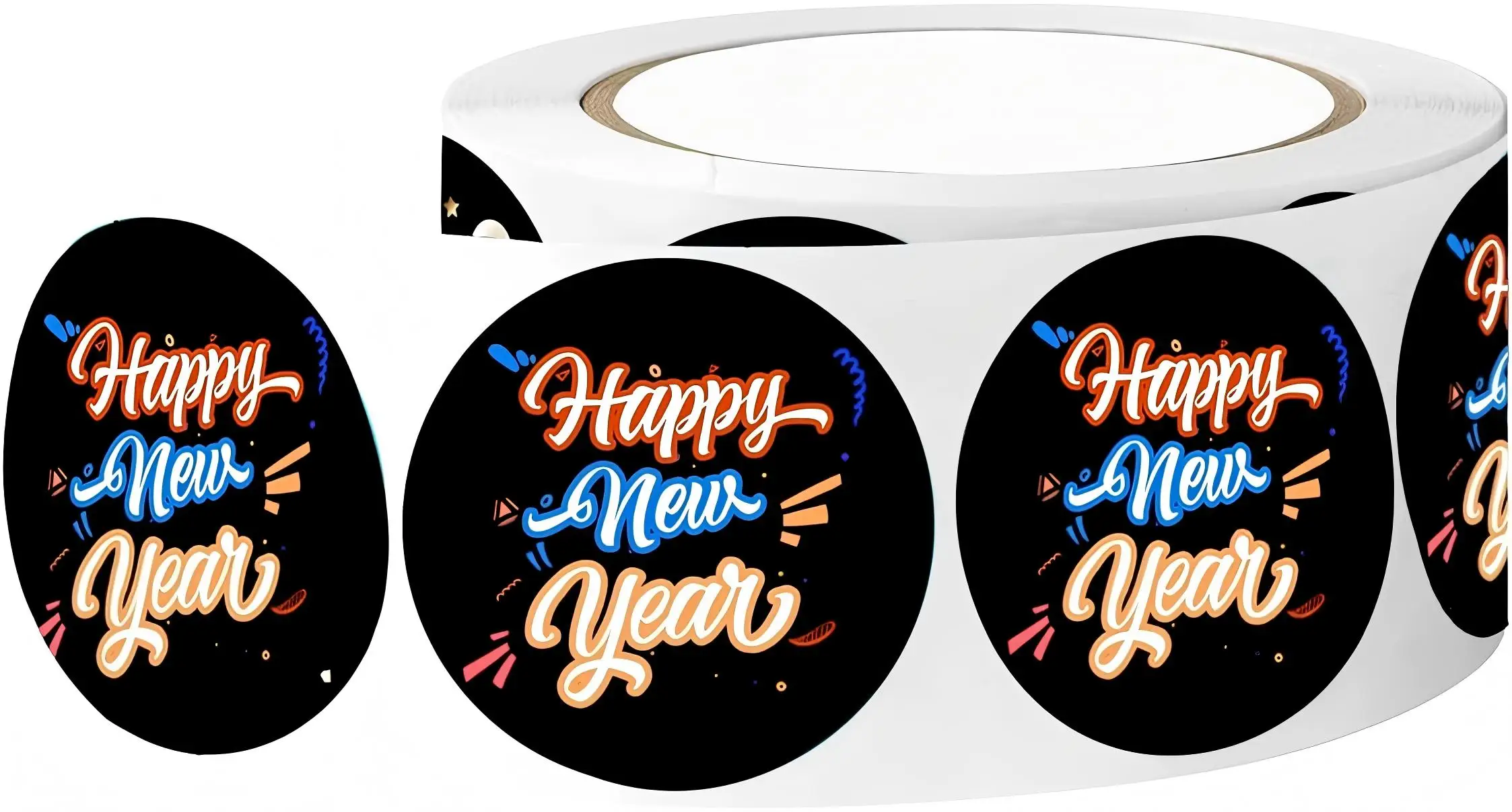 

2 Inch Christmas Happy New Year Stickers 250 Pcs Roll Envelope Seals Chinese New Year Decor Labels