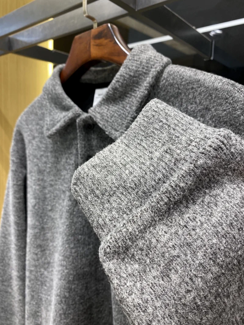 سترة رجالية محبوكة مبطنة من Ele مصنوعة من قماش متماسك فائق النعومة ودافئة وصديقة للبشرة وياقة متعددة الاستخدامات بقلنسوة طويلة #4