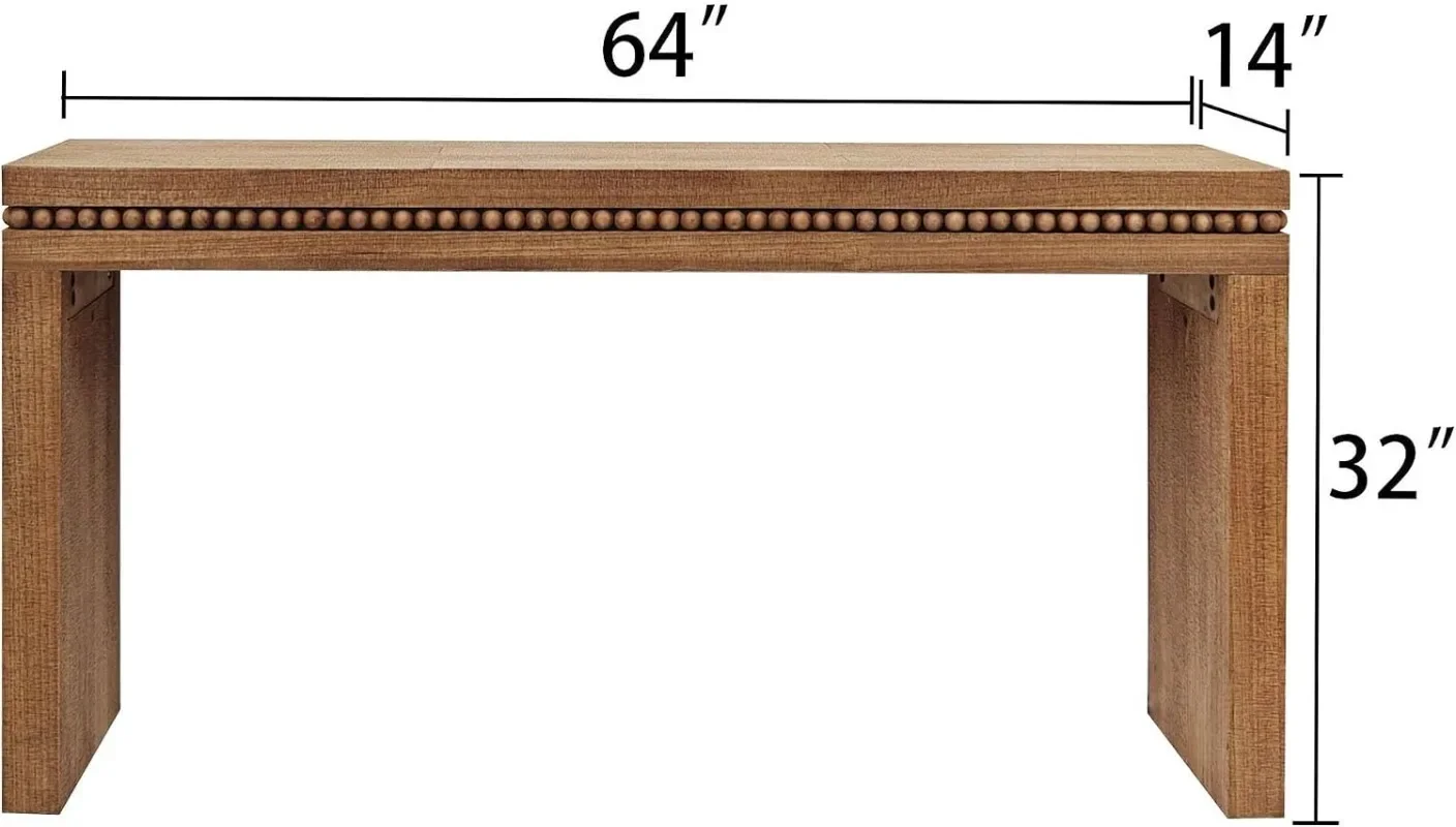Console Table for Living Room, Long Sofa Table Behind Couch with Real Wood Beads Decoration, Retro Entryway Table for Hallway