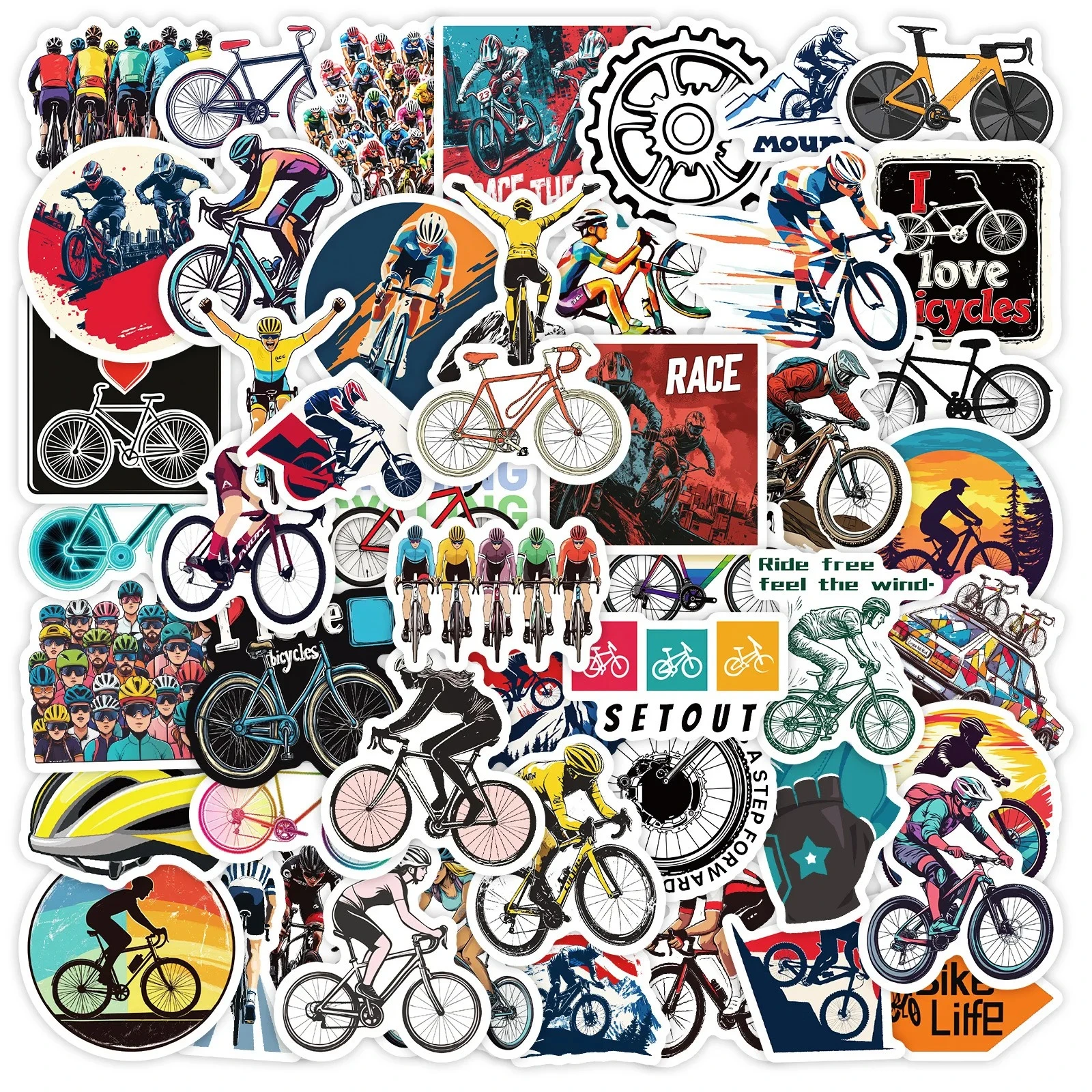 50pcs/pack Cool Mountain Bike MTB Graffiti Stickers Laptop Guitar Luggage Skateboard Car Waterproof Cool Sticker Decal Kids Toys