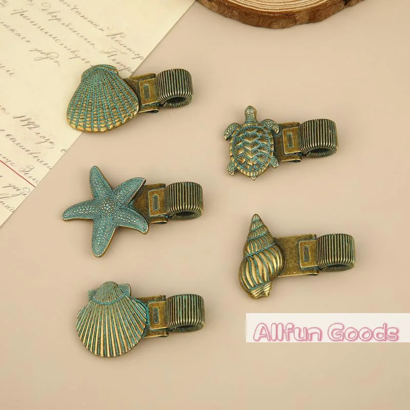 [TG835]1pc Vintage Ocean Turtle Metal Pen Clip Spring Loaded Pen Holder For Notebook Journal Office School Stationery