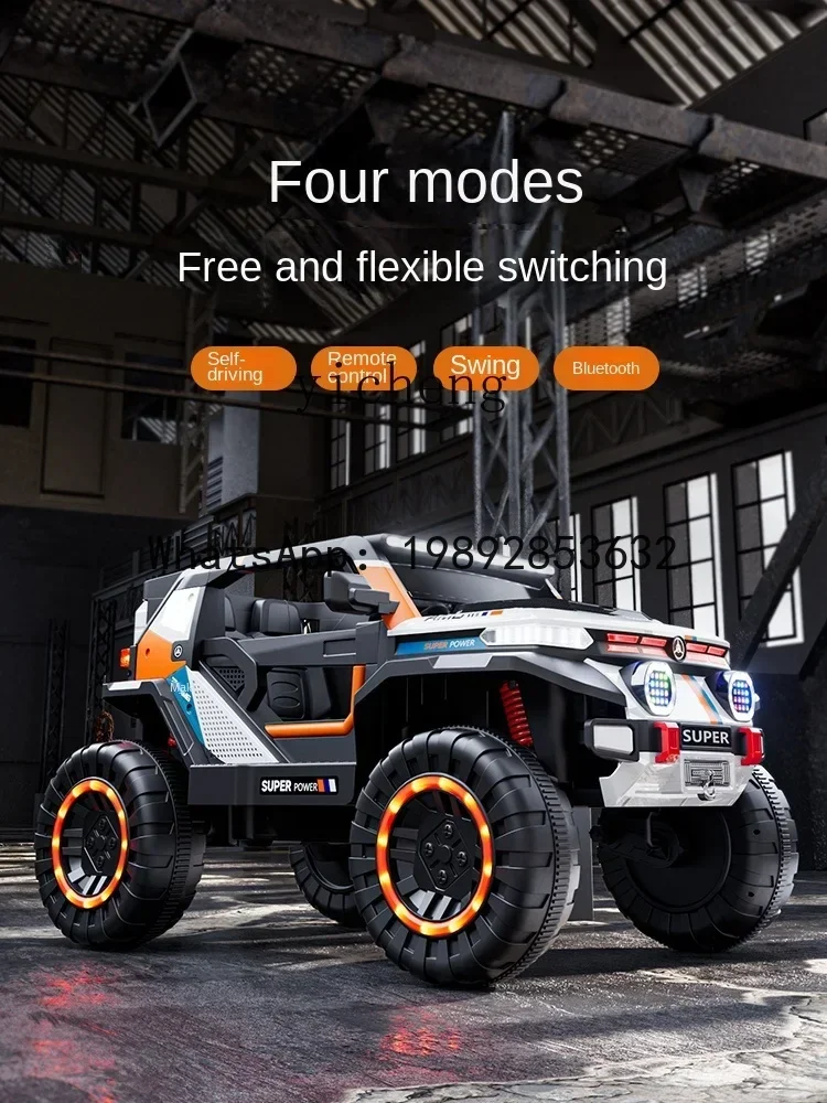ABC Children's Electric Car Four-Wheel Remote Control Toy  Vehicle Baby Battery Car Four-Wheel Drive with Swing